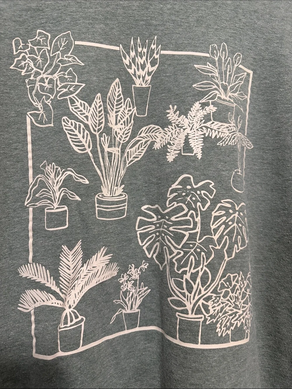 Relaxed Crewneck Sweatshirt with Botanical Print - Sage Green - Picture 3 of 6